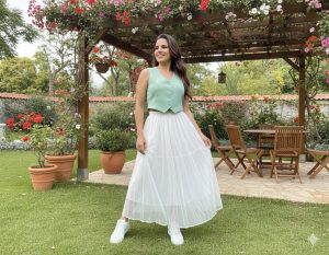 Saia Plissada Com Brilhos